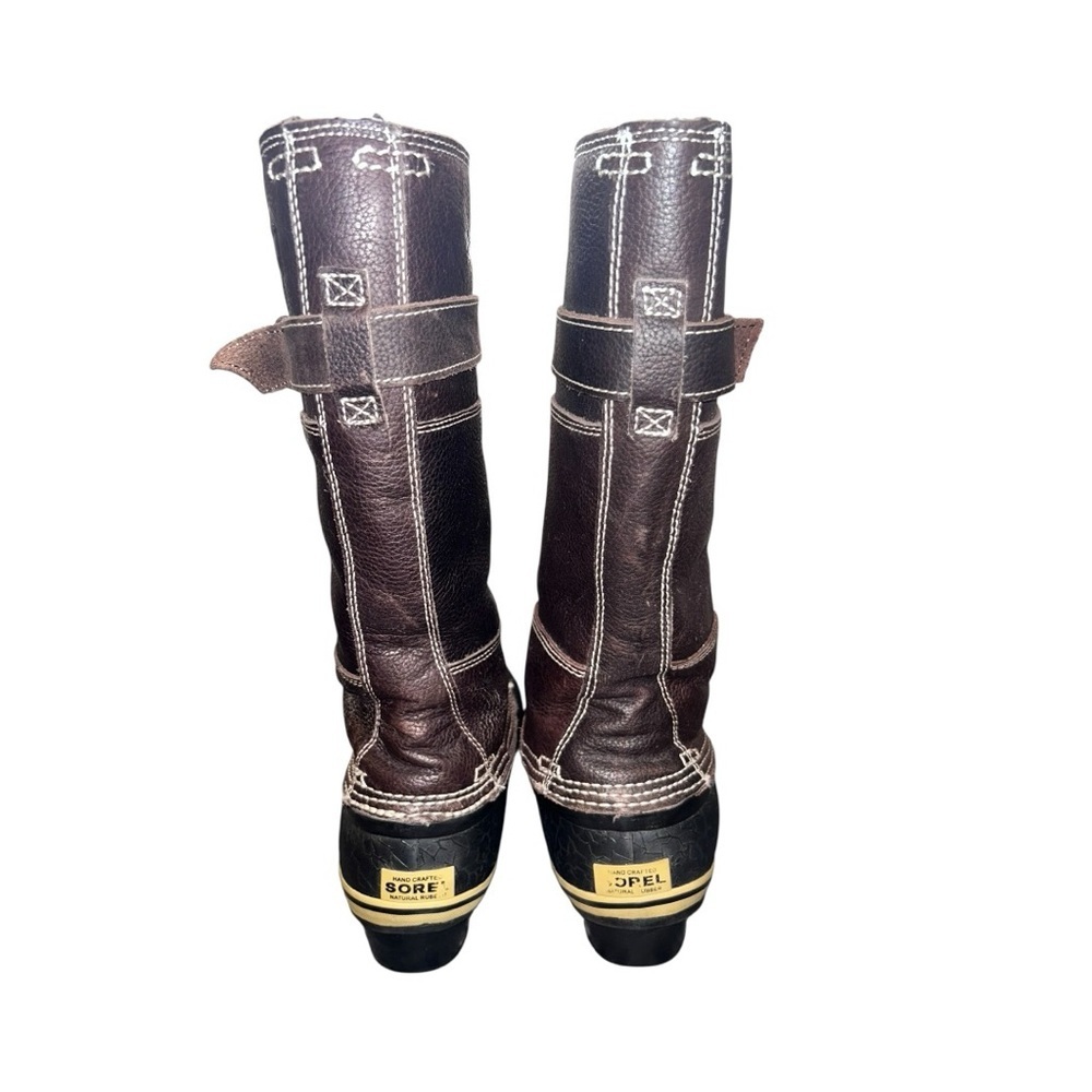 SOREL GRIZZLY BEAR BROWN & BLACK TALL WINTER/ WATERPROOF BOOTS WOMEN'S SIZE 9 - Picture 4 of 13